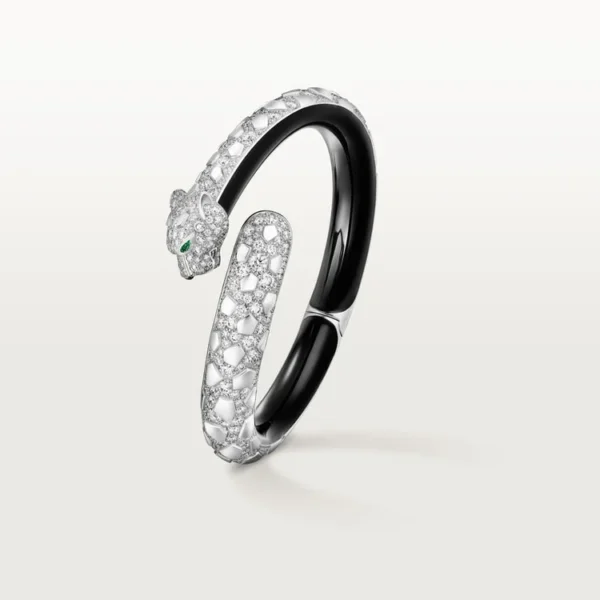 White Gold Bracelet of the Panther Queen - Royal Design, Paved