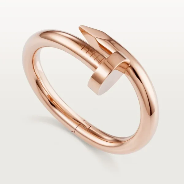 Elegant Pink Gold Nail-Inspired Bangle with Classic Metal Polish, extra-large model