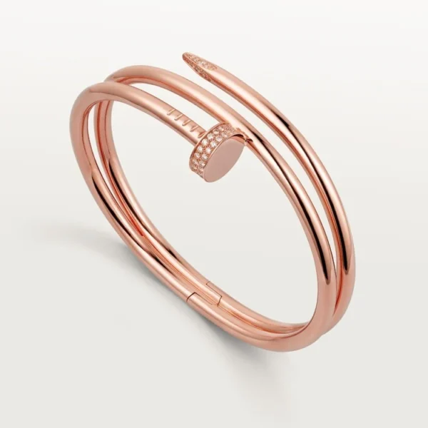Elegant Pink Gold Nail-Inspired Bangle with Premium platinum