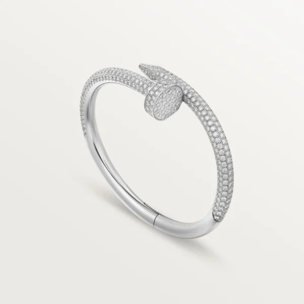 Elegant White Gold Nail-Inspired Bangle and Merging high fashion with primal instincts, large model