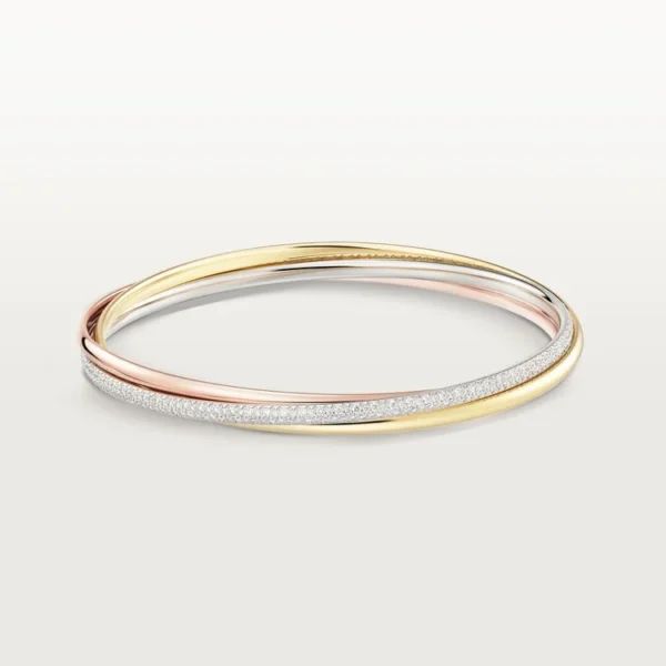 Bracelet Gold Three-tone with Crystal-Encrusted Band, Small model