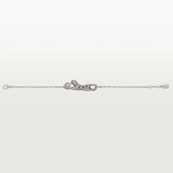 White Gold Bracelet of the Panther Queen - Gilded Watcher, Half-Paved
