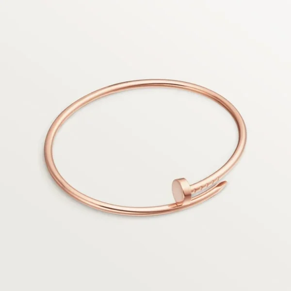 Elegant Pink Gold Nail-Inspired Bangle with Classic Metal Polish, Small Model