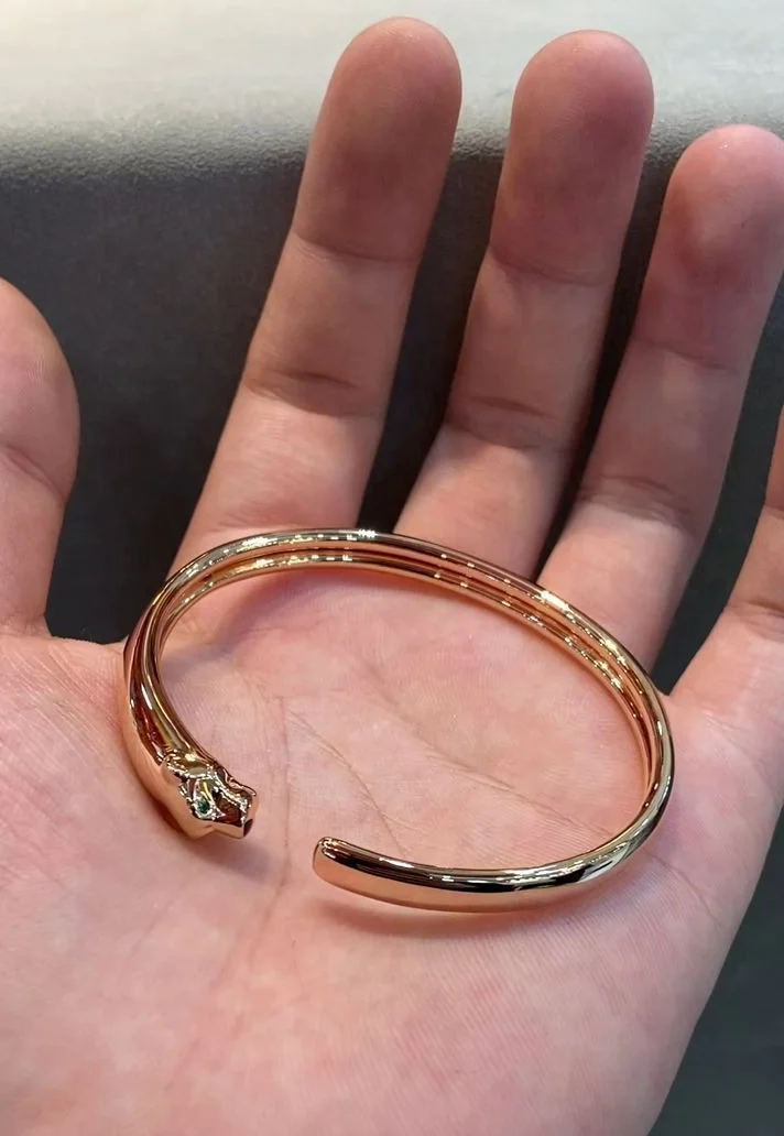 Click to view full screen Pink Gold Bracelet of the Panther Queen - Eye Gemstones, Small model photo review