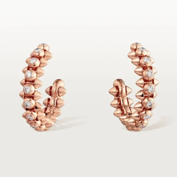 Clash Hoop Rose Gold Tone Earrings With Sparkling Stone Gift Ideas For Her