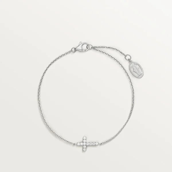 Cross Symbol White Gold Tone Bracelet With Sparkling Stone Best Gift Ideas For Women