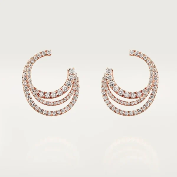 Etincelle Rose Gold Tone Triple Row Women's Earrings Best Gift For Womens