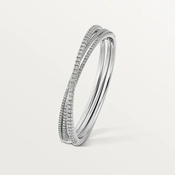 Etincelle White Gold Tone Triple Row Bracelet With Sparkling Stone