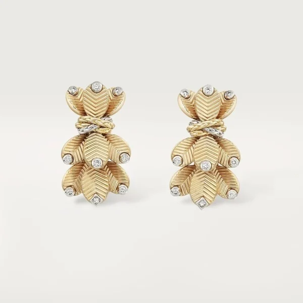 Gold Tone Cafe Unisex Earrings With Sparkling Stone Best Gift Ideas