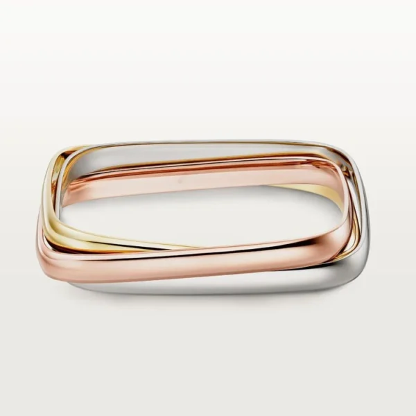 Gold Triple Rings Gold Tone Bracelet Cushion Shaped Design Perfect Gift Ideas
