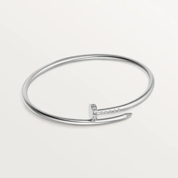 Juste Un Clou White Gold Tone Bracelet With Sparkling Stone Unisex Jewelry Ideas