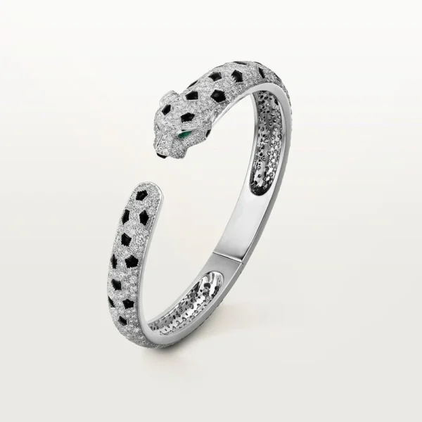 Leopard Panthere White Gold Tone Bracelet With Sparkling Stone Gift Ideas For Women