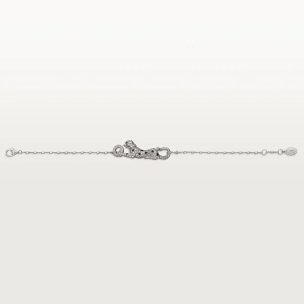Leopard Panthere White Gold Tone Bracelet With Sparkling Stone Jewelry Present Ideas