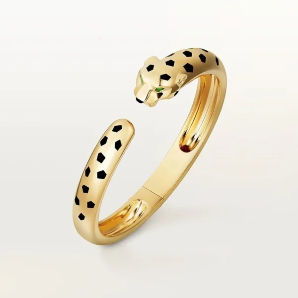 Leopard Panthere Yellow Gold Tone Bracelet Bold Design Gift For Hers