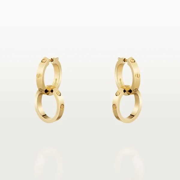Love Earrings Yellow Gold Tone Women's Earrings Width 3.3 mm