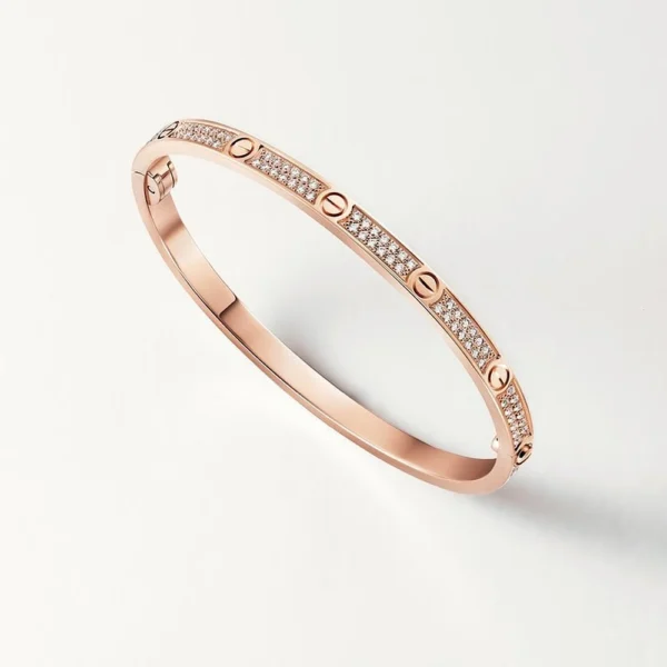 Love Rose Gold Tone Bracelet With Sparkling Stone Unisex Jewelry Ideas