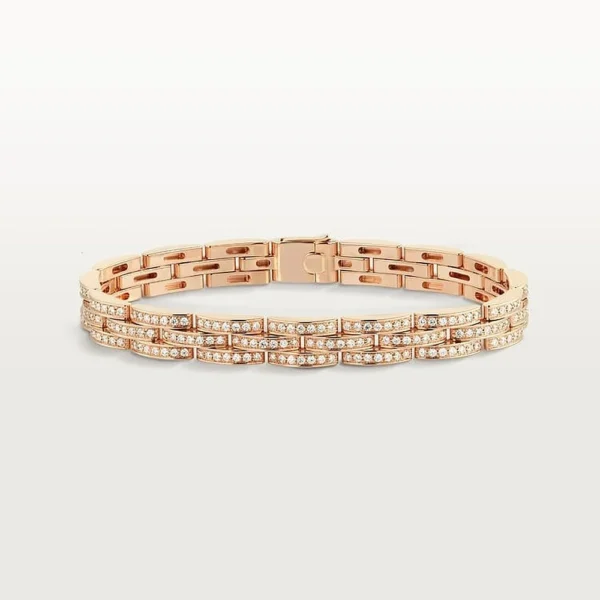 Maillon Triple Row Rose Gold Tone Bracelet Jewelry Gift Ideas