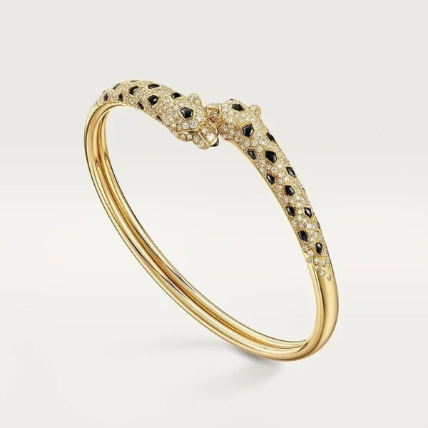 Panthere Leopard Sparkling Yellow Gold Tone Bracelet Bold Design Jewelry Gift Ideas