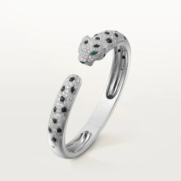 Panthere Leopard White Gold Tone Bracelet With Sparkling Stone Best Gift Ideas For Womens