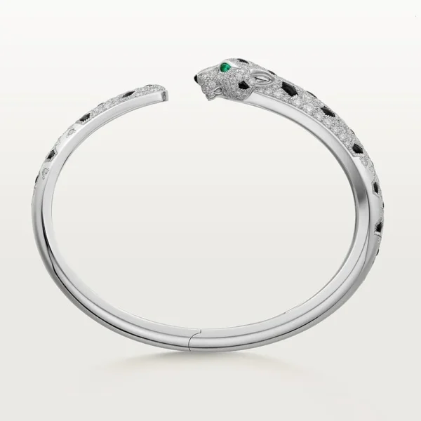 Panthere White Gold Tone Leopard Bracelet With Sparkling Stone Jewelry Gift Ideas