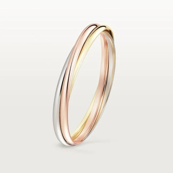 Pink Yellow And White Gold Tone Love Triple Rings Bracelet Bold Design