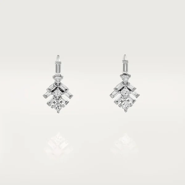 Reflection White Gold Tone Women's Earrings With Sparkling Stone Best Present Ideas For Womens