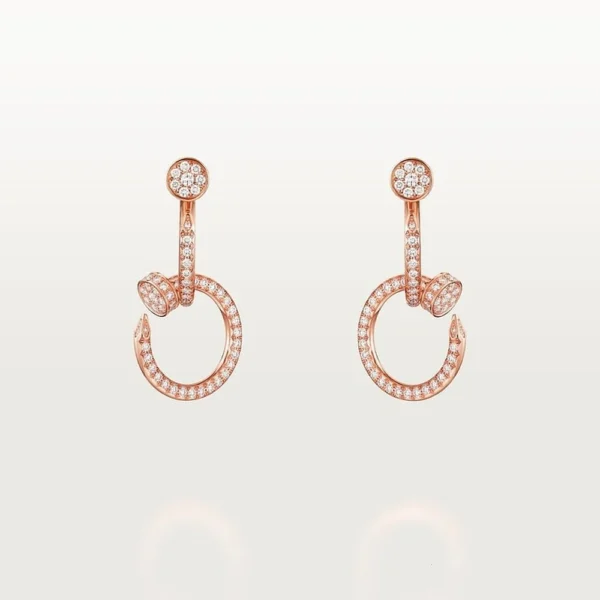 Rose Gold Tone Clou Earrings With Sparkling Stone Gift Ideas For Women