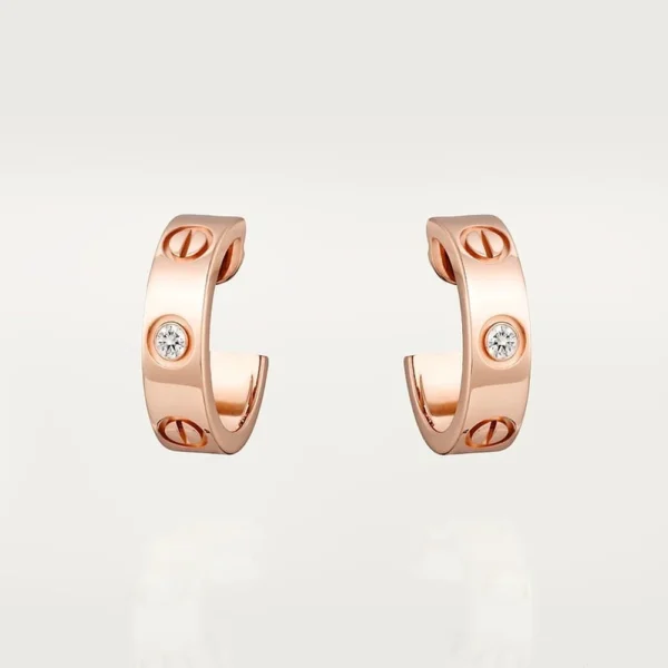 Rose Gold Tone Love Hoop Earrings With Sparkling Stone Best Present Ideas