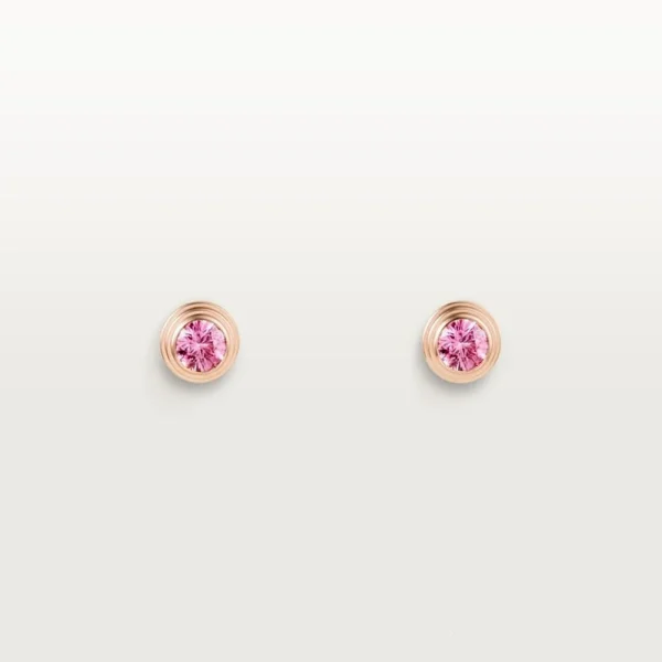 Rose Gold Tone Stud Earrings With Pink Sparkling Stone Best Gift For Women