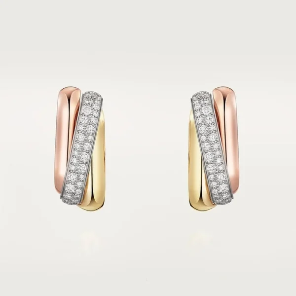 Three Gold Tone Cushion Shaped Women's Earrings Best Gift For Womens