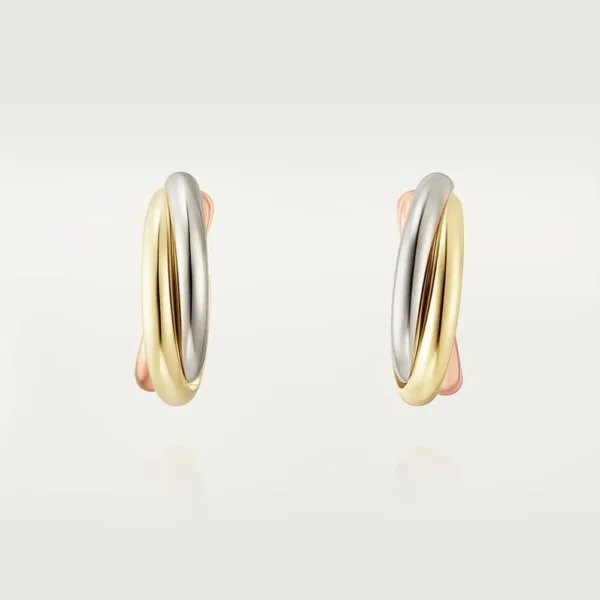 Triple Tone Hoop Earrings Gold Tone Women's Earrings Best Gift For Her