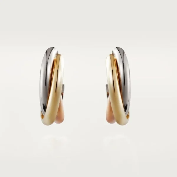 Triple Tone Hoop Gold Tone Trinity Earrings Women's Earrings Best Gift For Her