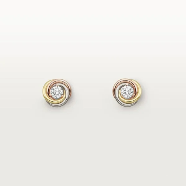 Triple Tone Stud Gold Tone Women's Earrings Best Gift For Her