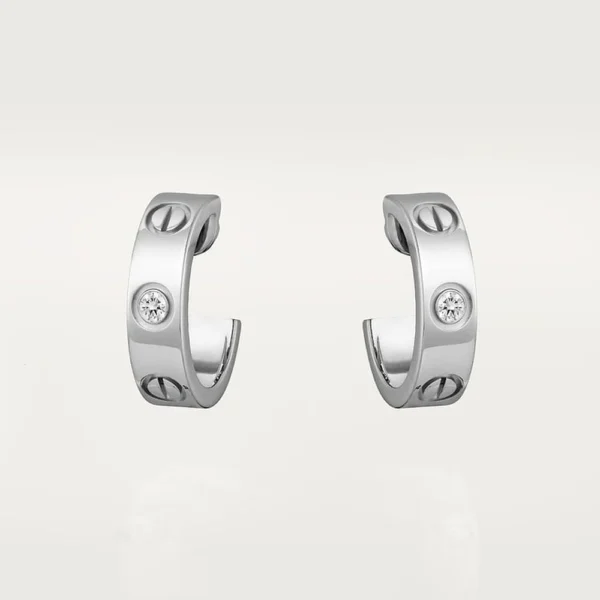 Unisex Love Hoop White Gold Tone Earrings With Sparkling Stone Best Gift Ideas