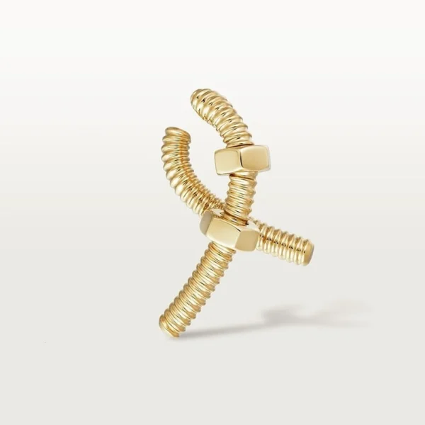 Unisex Single Right Yellow Gold Tone Earring Best Gift Ideas