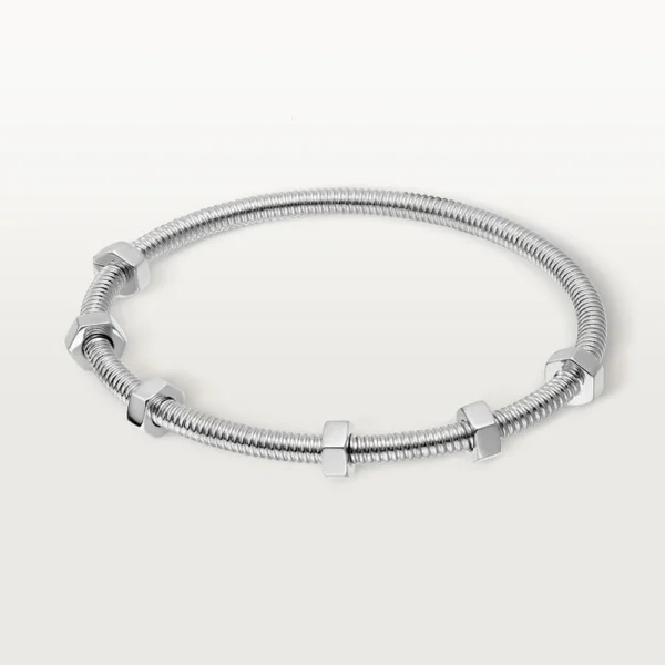 White Gold Tone Ecrou Bracelet Bold Design Unisex Jewelry Ideas