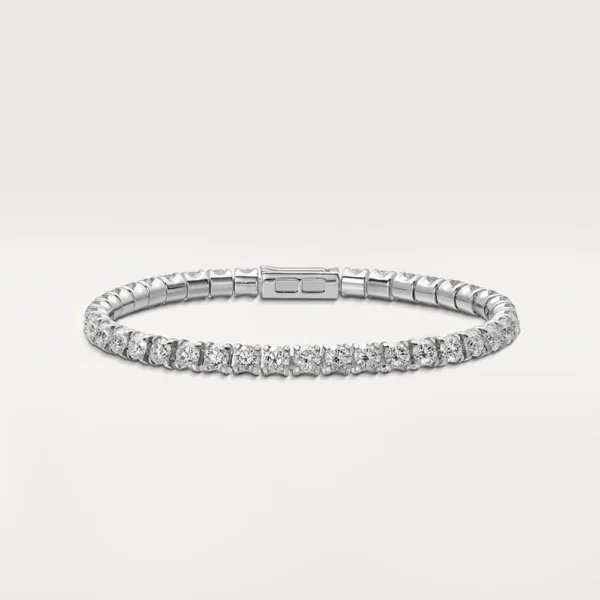 White Gold Tone Essentielles Bracelet Classic Design With Sparkling Stone Perfect Present Ideas
