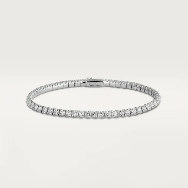 White Gold Tone Essentielles Bracelet Classic Design With Sparkling Stone Present Ideas For Couple