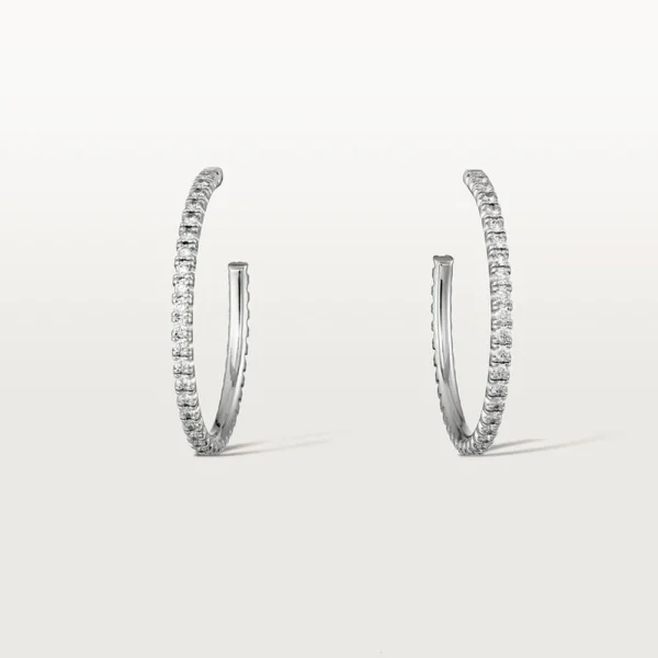 White Gold Tone Etincelle Design Hoop Earrings With Sparkling Stone Perfect Gift For Her