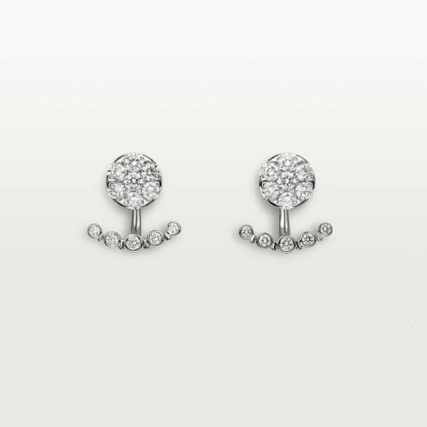 White Gold Tone Etincelle Ear Jacket Earring With Sparkling Stone Gift Ideas For Her