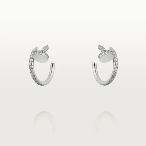 White Gold Tone Hoop Earrings Clou Women's Earrings Present For Her