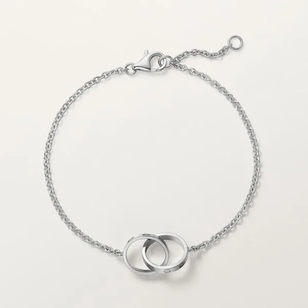 White Gold Tone Interlocking Chain Love Bracelet Unisex Gift Ideas