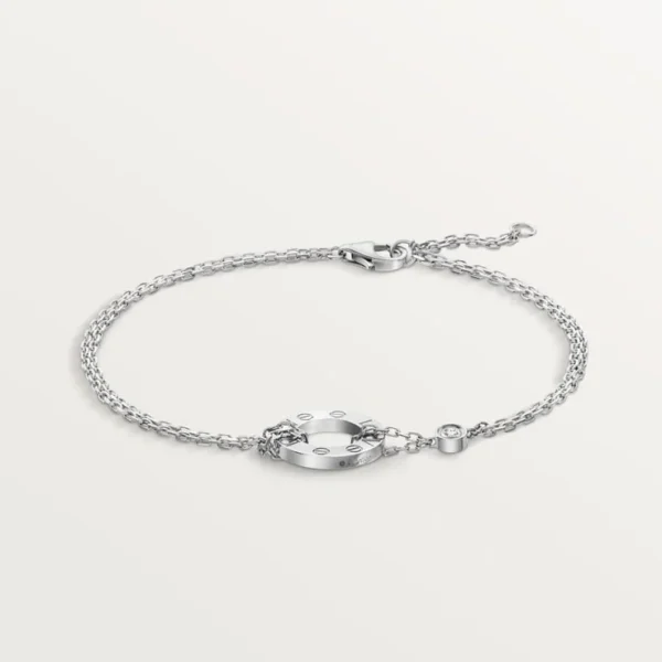 White Gold Tone Love Bracelet On Chain Gift Ideas For Her