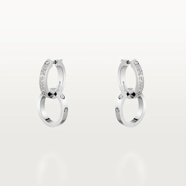 White Gold Tone Love Earrings With Sparkling Stone Best Gift Ideas