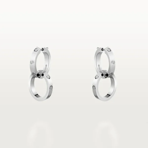 White Gold Tone Love Hoop Earrings Width 3 mm Best Gift For Women