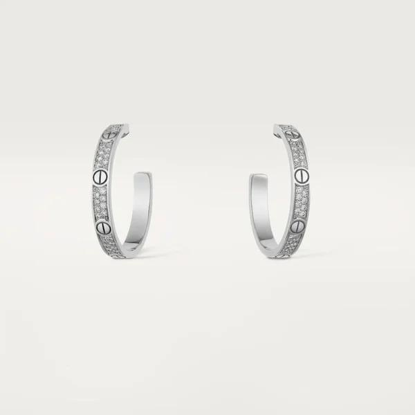White Gold Tone Love Hoop Earrings With Sparkling Stone Cool Gift Ideas