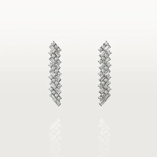 White Gold Tone Reflection Design Women's Hoop Earrings Perfect Gift For Her