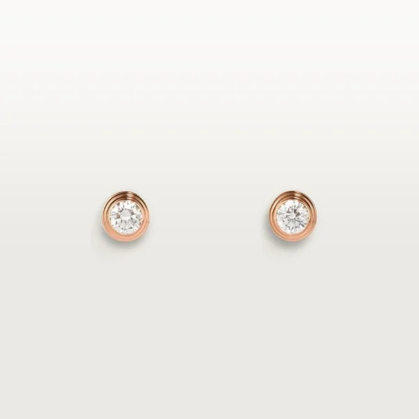 Women's Rose Gold Tone Stud Earrings With Sparkling Stone Best Gift For Women