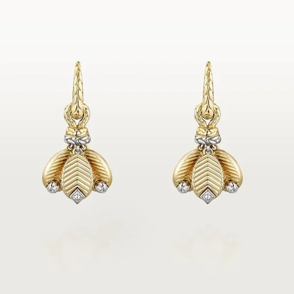 Women's Yellow Gold Tone Cafe Earrings With Sparkling Stone Best Gift Ideas For Womens