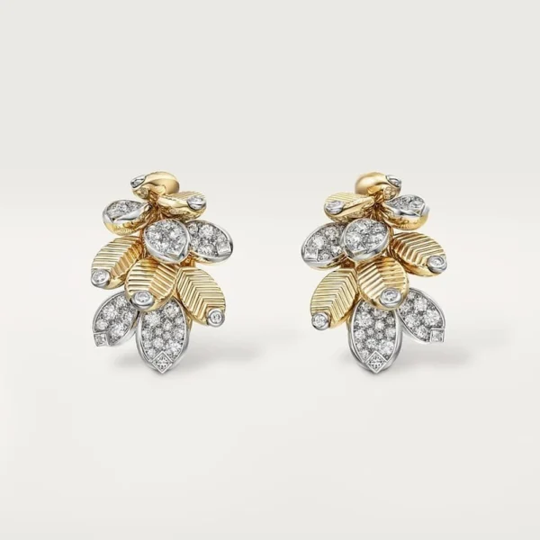 Yellow Gold Tone Cafe Women's Earrings With Sparkling Stone Best Gift Ideas For Women